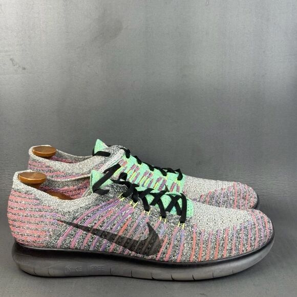 Nike Free RN Flyknit \'White Black Crimson\' athletic sneaker shoes men’s size 13 main image 5